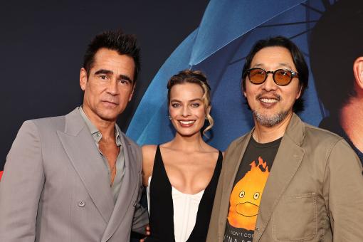 New York, USA – 15. SEPTEMBER: Colin Farrell, Margot Robbie und Kogonada bei der US-Premiere von „A Big Bold Beautiful Journey” im AMC Lincoln Square am 15. September 2025 in New York, USA. (FOTO: Dave Allocca / Starpix) StarPix©2025