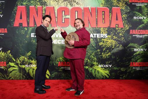 LOS ANGELES, CALIFORNIE – 13 DÉCEMBRE: Paul Rudd et Jack Black lors de la première mondiale du film ANACONDA de Sony Pictures au United Theater on Broadway, le 13 décembre 2025 à Los Angeles, Californie. (Photo : JC Olivera/Sony Pictures via Getty Images) 2025 JC Olivera