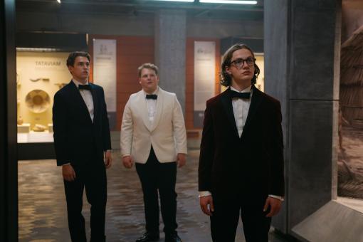 Peter Shaw (NEVIO WENDT), Justus Jonas (JULIUS WECKAUF) und Bob Andrews (LEVI BRANDL) in Sony Pictures’ DIE DREI ??? – NACHT IN ANGST  © Wiedemann und Berg Film GmbH/Deutsche Columbia Pictures Filmproduktion GmbH/Gaspar Gariglio